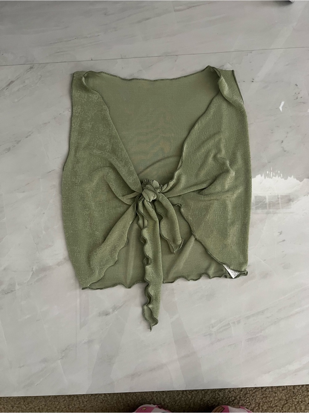 Shein Green tie front crop top